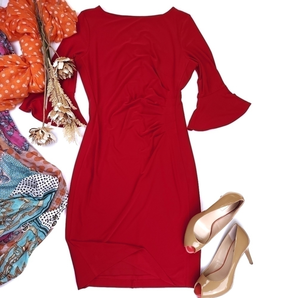 Ann Klein Red Dress Sz 6 - Picture 11 of 14